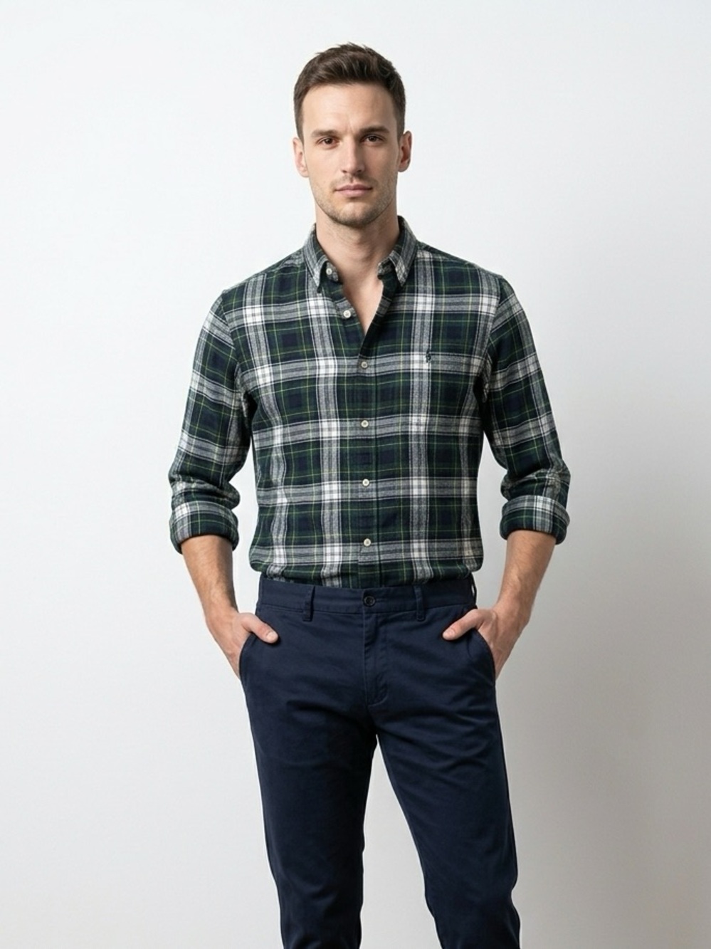 Polo by Ralph Lauren Green & Navy Plaid Button-Down Shirt